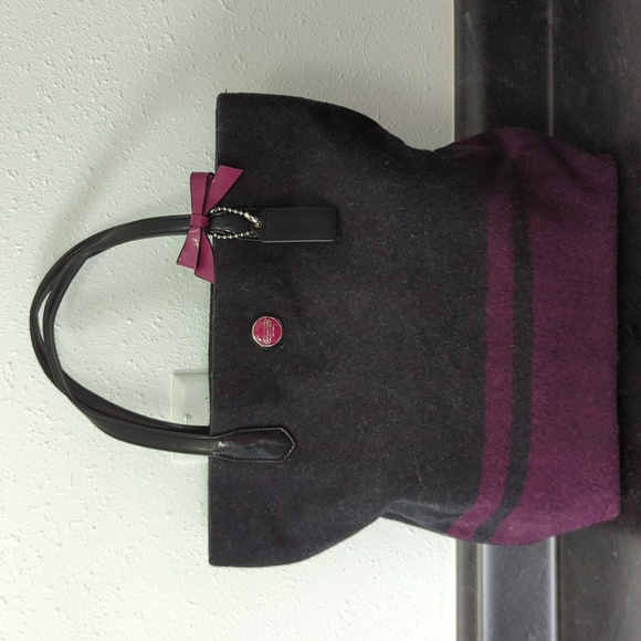 Coach Stripe Wool Tote and Handbag - Picture 9 of 14